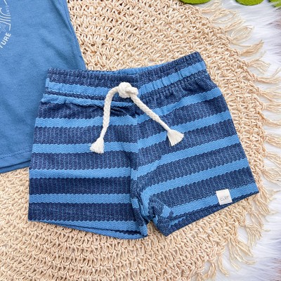 Conj. Camiseta Save our Seas e Bermuda - Azul Jeans